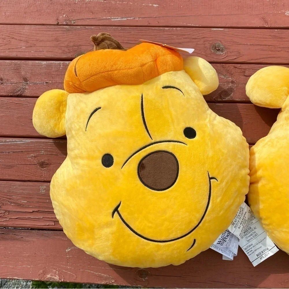 Disney Winnie the Pooh Acorn Fall Face Pillow Halloween Thanksgiving Pair Lot